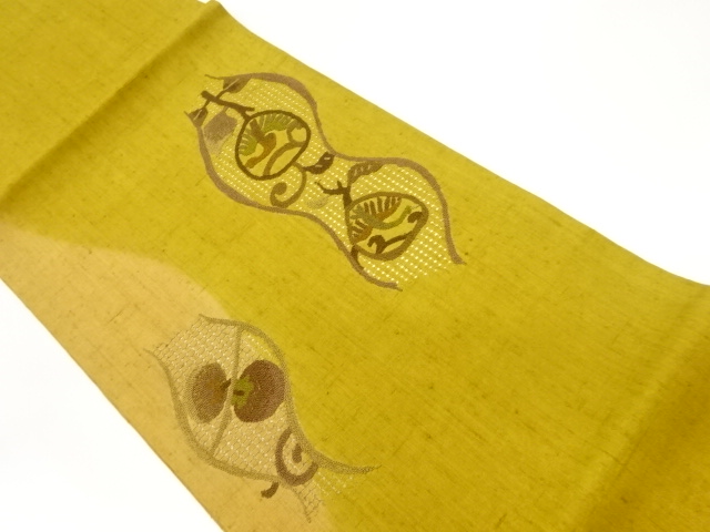 JAPANESE HIRAKI NAGOYA OBI / TSUMUGI / EMBROIDERY / ARABESQUE